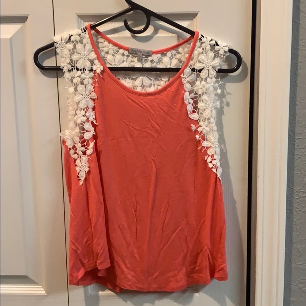 Coral Lace Floral tank top